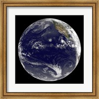 View of Earth Showing Three Tropical Cyclones in the Pacific Ocean Fine Art Print