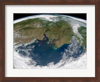 Satellite View of the Ob and Yenisei rivers as They carry Sediments into the Kara Sea Fine Art Print
