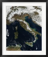 Satellite View of Snow in Italy Fine Art Print