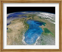 Satellite view of Swirling Blue Phytoplankton Bloom in the Black Sea Fine Art Print
