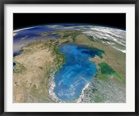 Satellite view of Swirling Blue Phytoplankton Bloom in the Black Sea Fine Art Print