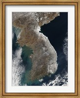 Satellite View of Snowfall Along South Korea's East Coast Fine Art Print
