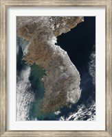 Satellite View of Snowfall Along South Korea's East Coast Fine Art Print