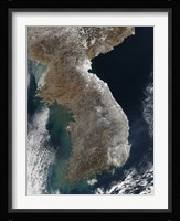 Satellite View of Snowfall Along South Korea's East Coast Fine Art Print