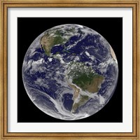 Full Earth Showing North America and South America with clouds Fine Art Print