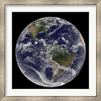 Full Earth Showing North America and South America with clouds Fine Art Print