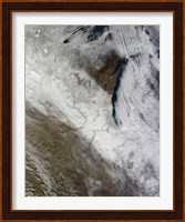 Satellite View of Snow and Cold Across the Midwestern United States Fine Art Print