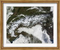 Satellite Image of The Alps Mountain Range Fine Art Print
