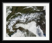 Satellite Image of The Alps Mountain Range Fine Art Print