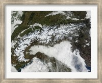 Satellite Image of The Alps Mountain Range Fine Art Print