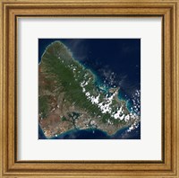 Satellite view of Honolulu, Oahu, Hawaii Fine Art Print