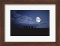 Composite of the Moon over Stonehenge, Wiltshire, England Fine Art Print