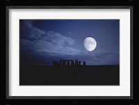 Composite of the Moon over Stonehenge, Wiltshire, England Fine Art Print