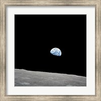 Earth Rising Above the Lunar Horizon Fine Art Print