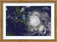 Satellite view of the Eye of Hurricane Irene as it Enters the Bahamas Fine Art Print