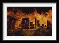 Composite Image of Stonehenge and Fire Fine Art Print