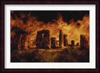 Composite Image of Stonehenge and Fire Fine Art Print