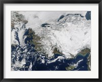Satellite view of the Republic of Turkey covered by Snow Fine Art Print