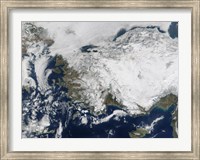 Satellite view of the Republic of Turkey covered by Snow Fine Art Print