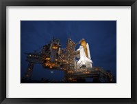 Night view of Space Shuttle Atlantis on the Launch pad at Kennedy Space Center, Florida Fine Art Print