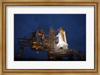Night view of Space Shuttle Atlantis on the Launch pad at Kennedy Space Center, Florida Fine Art Print