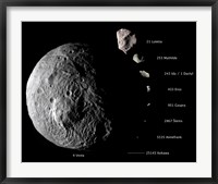 Digital Composite Showing the Comparative Sizes of Nine Asteroids Fine Art Print
