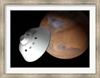 Artist's Concept of an Aeroshell-Encased Spacecraft Approaching Mars Fine Art Print