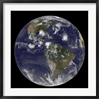 Full Earth Showing Tropical Storms in the Atlantic Ocean Fine Art Print