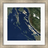 Satellite view of the Croatian Islands in the Adriatic Sea Fine Art Print