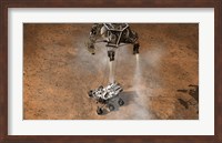 Artist's Concept of NASA's Curiosity rover touching Down onto the Martian surface Fine Art Print
