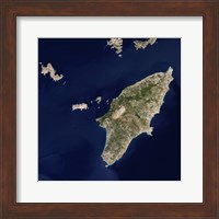 Satellite Image of the Greek island of Rhodes in the Aegean Sea Fine Art Print