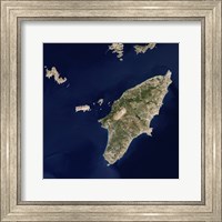 Satellite Image of the Greek island of Rhodes in the Aegean Sea Fine Art Print
