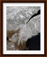 Satellite view of a Frosty Landscape Across Northern New England and Eastern Canada Fine Art Print
