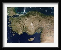 Satellite View of Turkey and the Island of Cyprus Fine Art Print