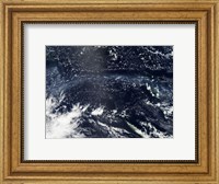 Satellite view of fog and ash from the Ambrym Volcano Fine Art Print