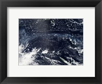 Satellite view of fog and ash from the Ambrym Volcano Fine Art Print