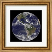 August 24, 2011 - Satellite view of the Full Earth with Hurricane Irene visible over the Bahamas Fine Art Print