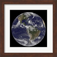August 24, 2011 - Satellite view of the Full Earth with Hurricane Irene visible over the Bahamas Fine Art Print
