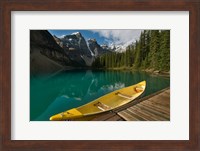 Canoe along Moraine Lake, Banff National Park, Banff Fine Art Print