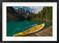 Canoe along Moraine Lake, Banff National Park, Banff Fine Art Print