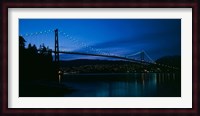 Lions Gate bridge at night, Burrard Inlet, Vancouver, British Columbia Fine Art Print