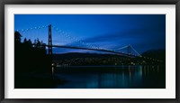 Lions Gate bridge at night, Burrard Inlet, Vancouver, British Columbia Framed Print