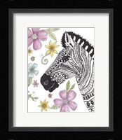Tribal Zebra Portrait Framed Print