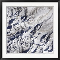Satellite view of a Himalayan Glacier Surrounded by Mountains Fine Art Print