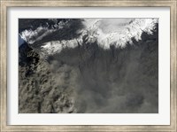 Satellite view of an Ash Plume Rises from Iceland's Eyjafjallajokull Volcano Fine Art Print