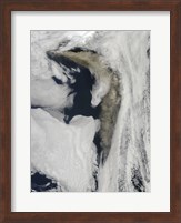 Satellite view of a Thick Plume of Ash rising from the Eyjafjallajokull Volcano Fine Art Print