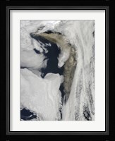 Satellite view of a Thick Plume of Ash rising from the Eyjafjallajokull Volcano Fine Art Print