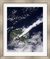 Satellite view of a Thick, Steam-Rich Plume from Gaua Volcano Blows Directly Northeast Fine Art Print