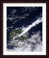 Satellite view of a Thick, Steam-Rich Plume from Gaua Volcano Blows Directly Northeast Fine Art Print