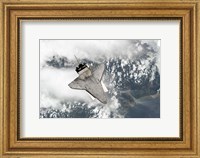 The Underside of Space Shuttle Discovery as the Shuttle approaches the International Space Station Fine Art Print